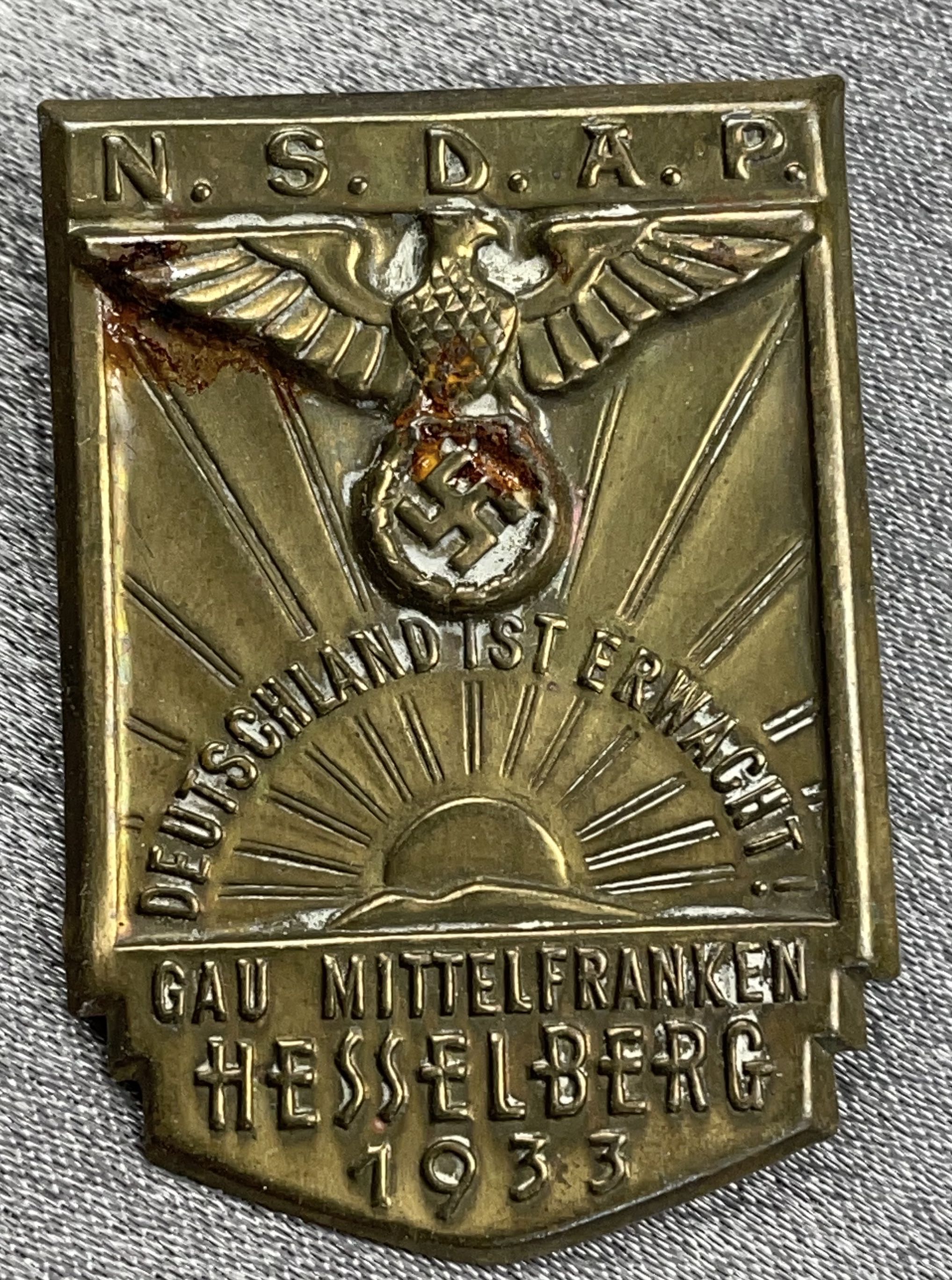 Gau Mittelfranken Hesselberg 1933 Tinnie #16253 