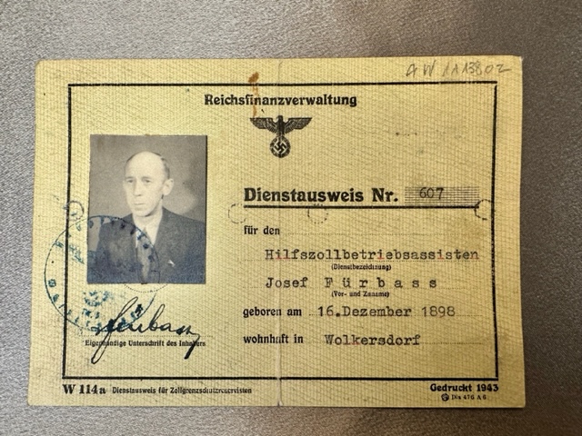 Reichsfinanzverwaltung Dienstauswies #16505 