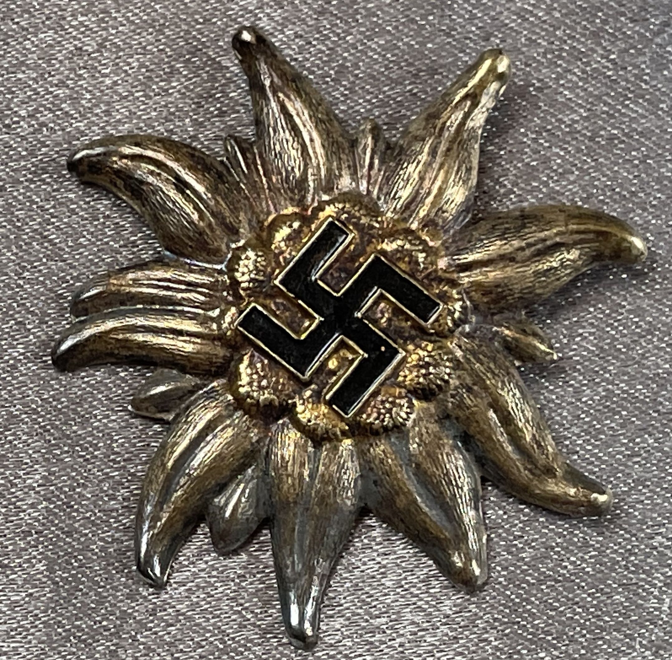 Edelweiss Cap Insignia with Swastika #15311 