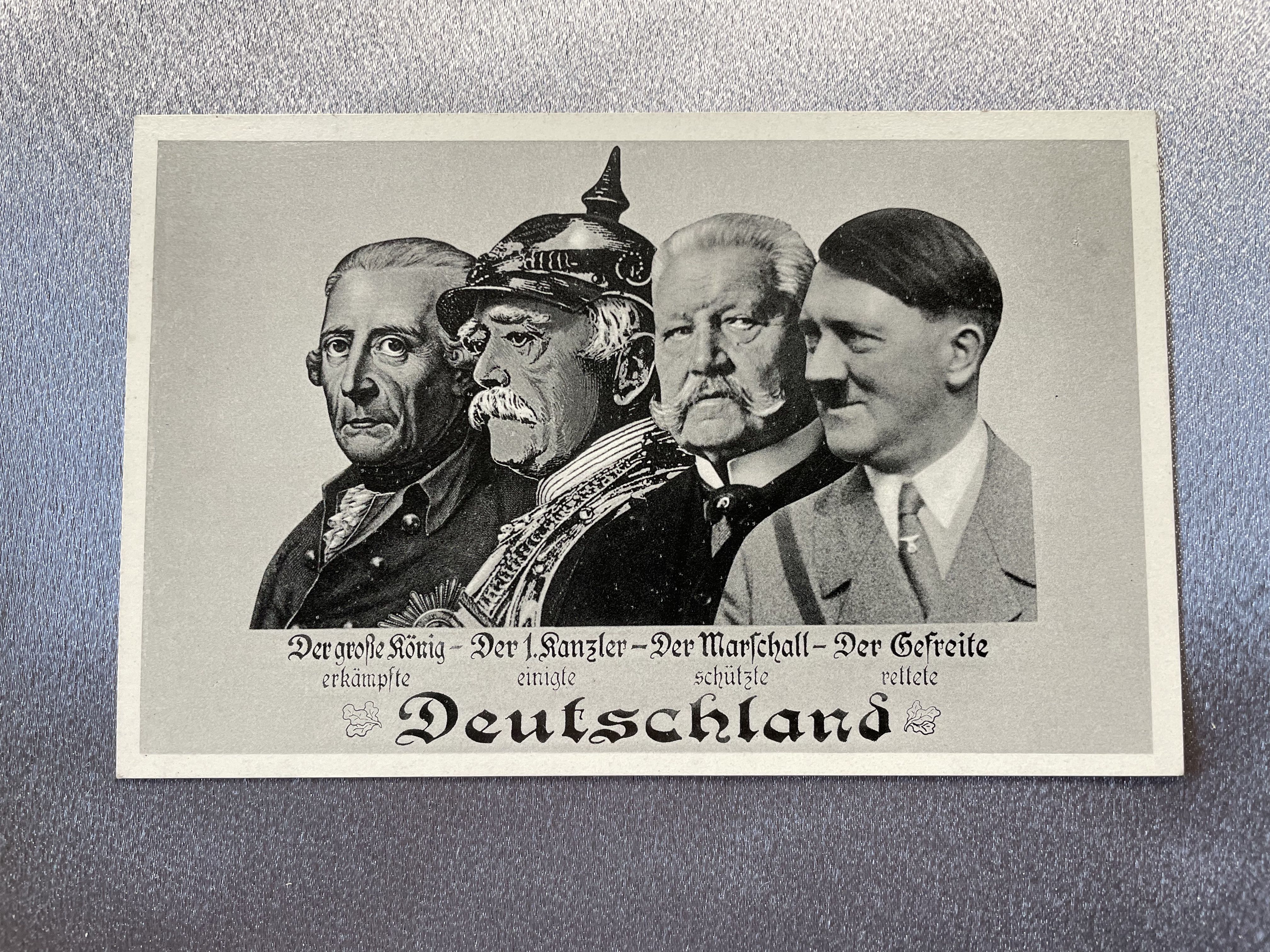 Friedrich, Bismarck, Hindenberg, and Hitler Postcard #15110 