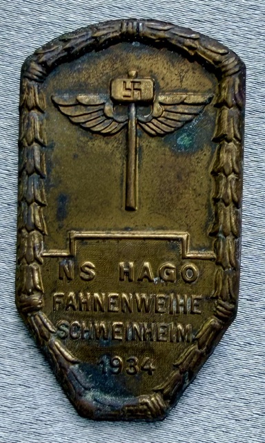 NS Hago Fahnenweihe Schweinheim 1935 Tinnie #20093 