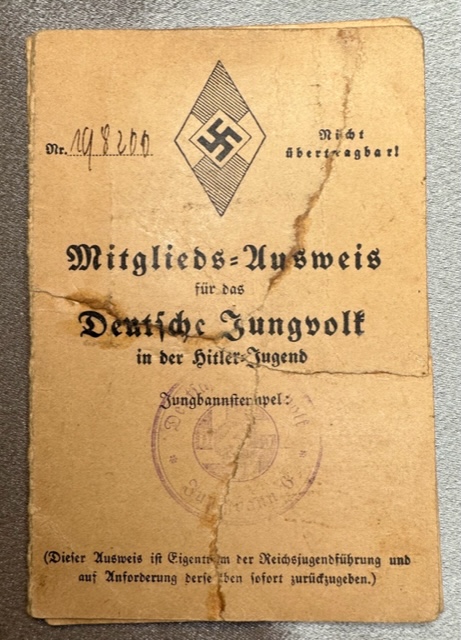Mitgliedsausweis für das Deutsche Jungvolk in der Hitler-Jugend #16360 