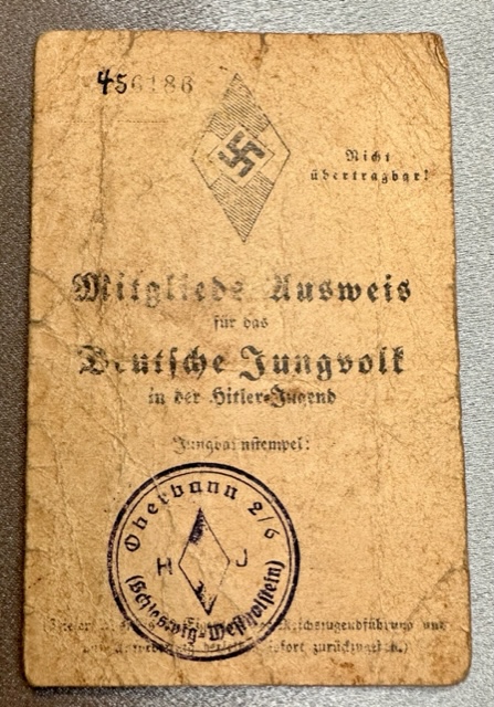 Mitgliedsausweis für das Deutsche Jungvolk in der Hitler-Jugend #16357 