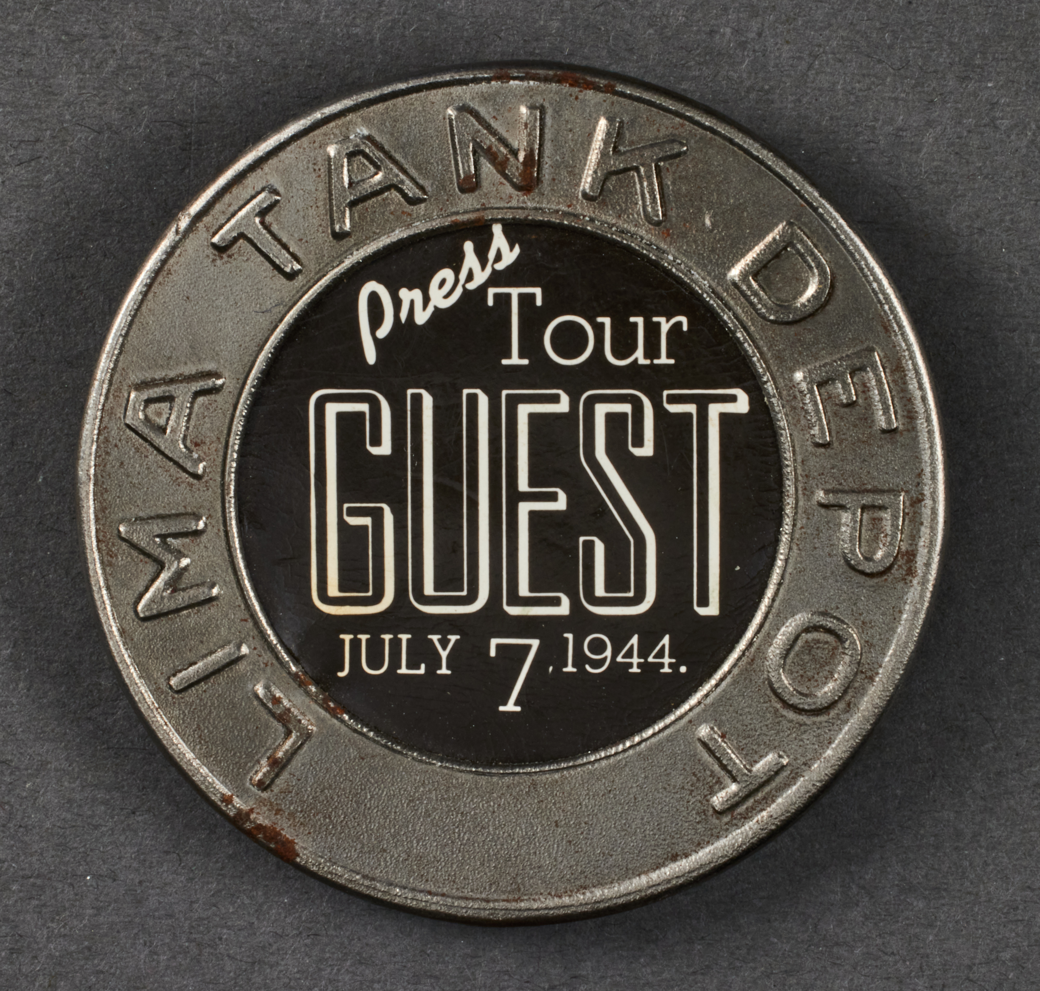 Lima Tank Depot Press Tour Guest July 7 1944 Badge #20573 