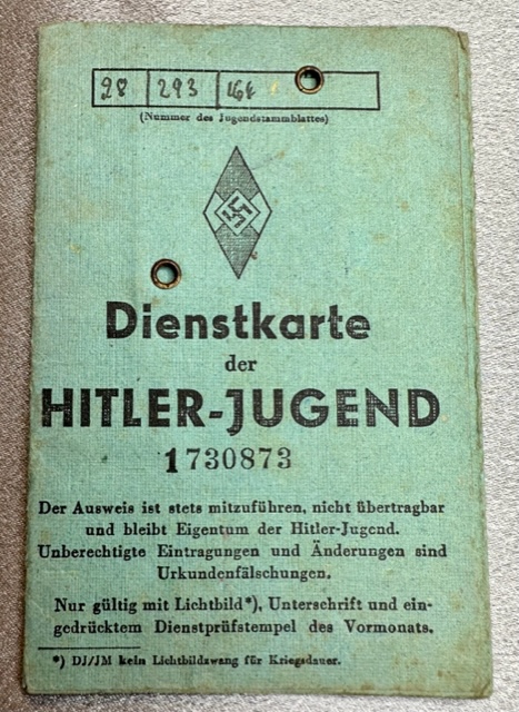 Dienstkarte der Hitler Jugend #16354 