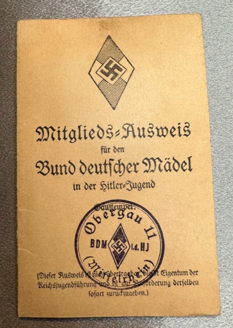 Mitgliedsausweis für den Bund Deutscher Mädel #16381 