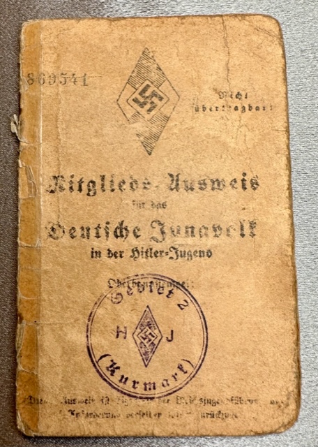 Mitgliedsausweis für das Deutsche Jungvolk in der Hitler-Jugend #16358 